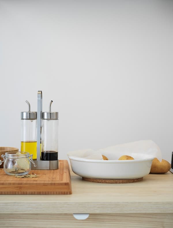 ÖRTFYLLD - 3-piece oil/vinegar set, glass/stainless steel - best price from Maltashopper.com 40391351
