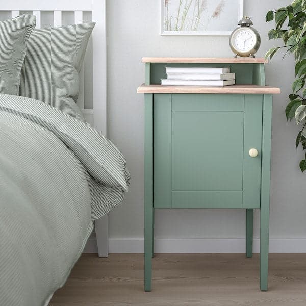 OLDERDALEN - Bedside table, grey-green/pine, 47x43 cm - best price from Maltashopper.com 30500893