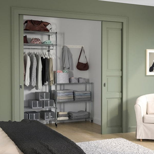 Ikea OMAR - Shelving unit with clothes rail, with 1 shelf/galvanised, 186x50x201 cm