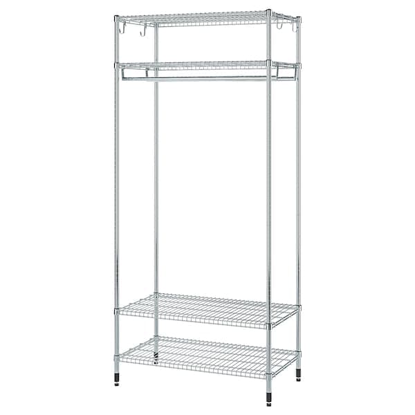 OMAR - Shelving unit with clothes rail, galvanised, 92x50x201 cm - best price from Maltashopper.com 60530978