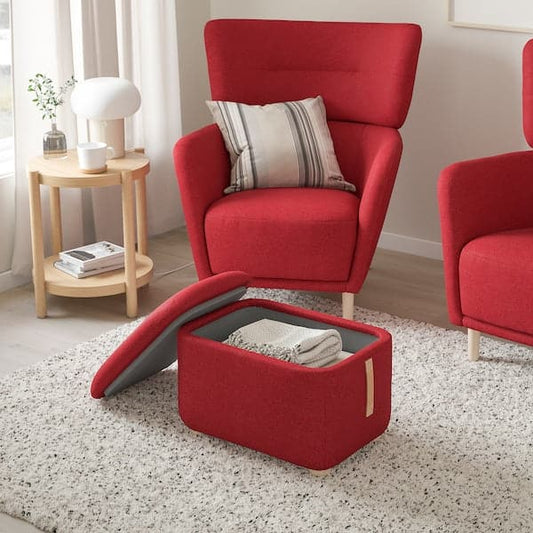 Ikea OSKARSHAMN - Footstool with storage, Tonerud red