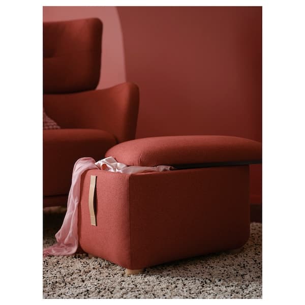 Ikea OSKARSHAMN - Footstool with storage, Tonerud red