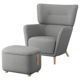 OSKARSHAMN wing chair with footstool, Tibbleby beige/grey