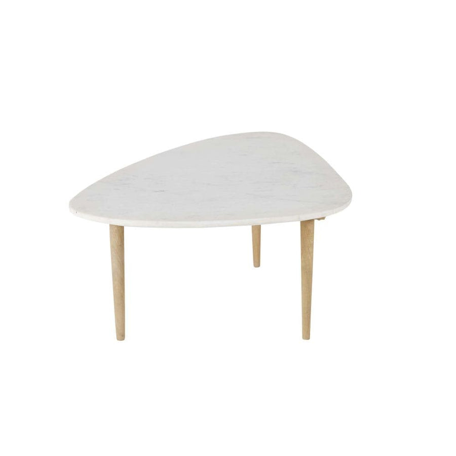 Maisons du Monde Maisons du Monde Ciottolo - Ovoid coffee table in white marble and solid mango