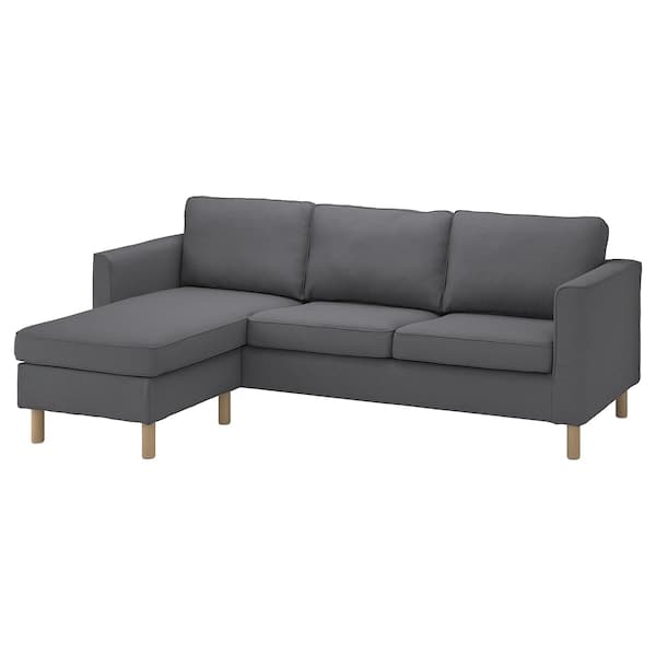 PÄRUP 3-seater sofa lining - with grey chaise-longue/Vissle , - best price from Maltashopper.com 20493968