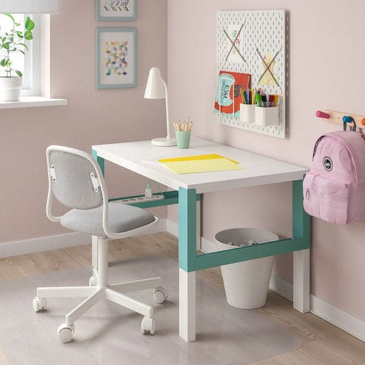 PÅHL - Desk, white/turquoise, 96x58 cm - best price from Maltashopper.com 89437475