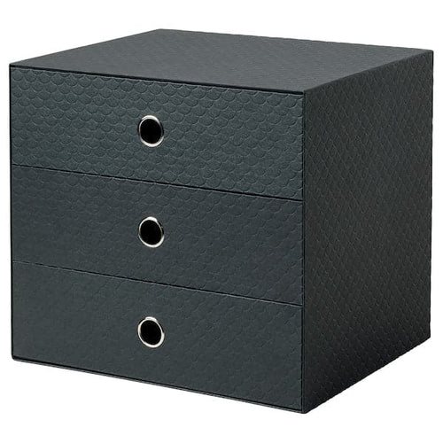 PALLRA - Mini chest with 3 drawers, black, 33x26 cm