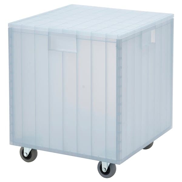 PANSARTAX storage box with lid, transparent gray-blue, 16.5x16