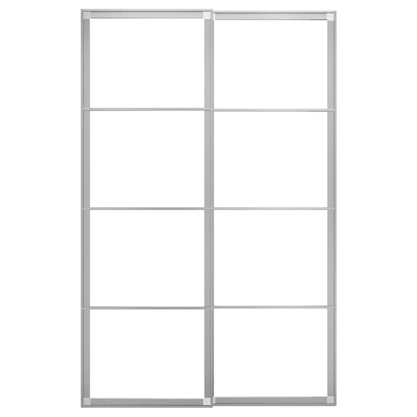 PAX pair of sliding door frames w rail, aluminium, 150x236 cm