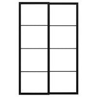 PAX pair of sliding door frames w rail, black, 150x236 cm