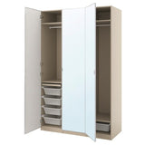 PAX / ÅHEIM wardrobe combination, grey-beige/mirror glass, 150x60x236 cm