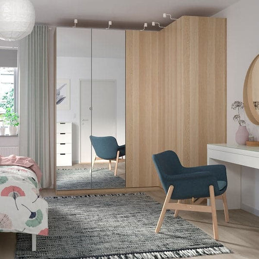 PAX - Add-on corner unit with 4 shelves, white stained oak effect, 53x35x201 cm - best price from Maltashopper.com 60346956