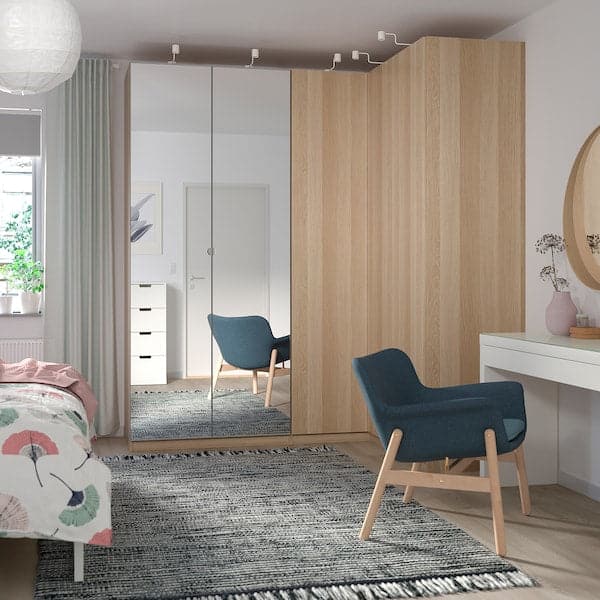 PAX - Add-on corner unit with 4 shelves, white stained oak effect, 53x35x201 cm - best price from Maltashopper.com 60346956