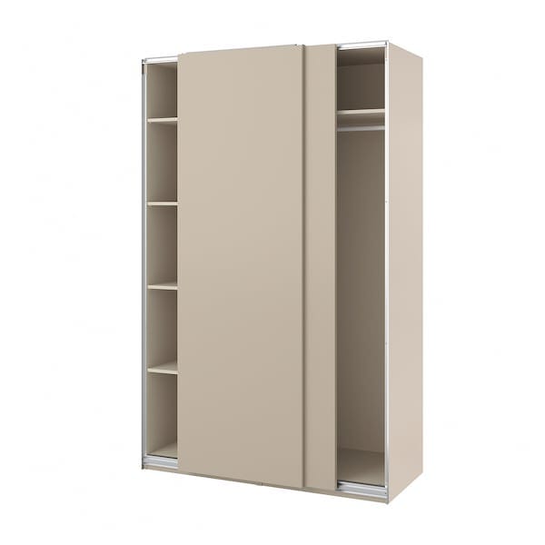Ikea PAX / HASVIK - Wardrobe with sliding doors, grey-beige/grey-beige, 150x66x236 cm