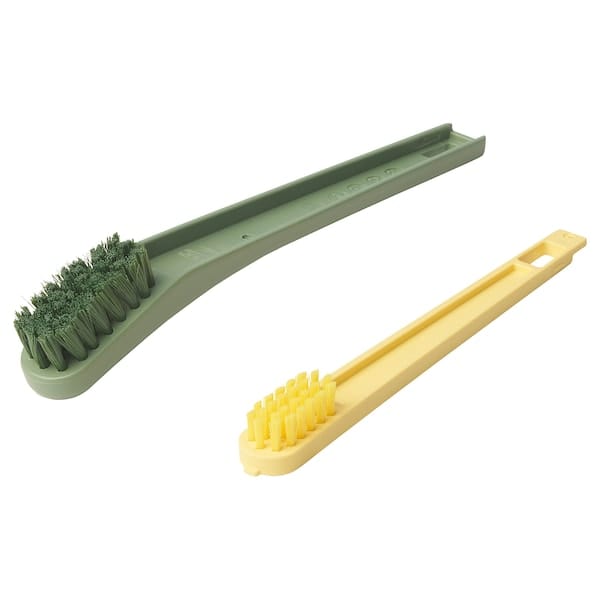 Ikea PEPPRIG - 2 in 1 shoe brush with scraper, green/yellow