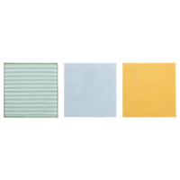 PEPPRIG microfiber cloth, green blue/yellow, 28x28 cm, 3 pack