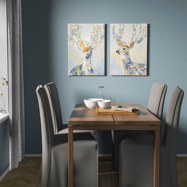 Ikea PJÄTTERYD - Picture, colourful reindeer, 50x70 cm