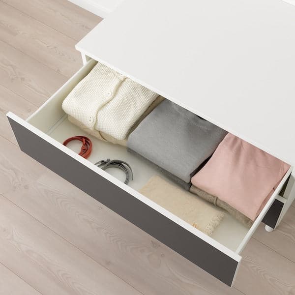 Ikea PLATSA - Chest of 2 drawers, white/Skatval dark grey, 80x57x53 cm