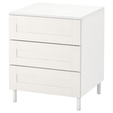 PLATSA chest of 3 drawers, white/Sannidal white, 60x57x73 cm