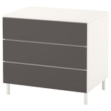 PLATSA chest of 3 drawers, white/Skatval dark grey, 80x57x73 cm