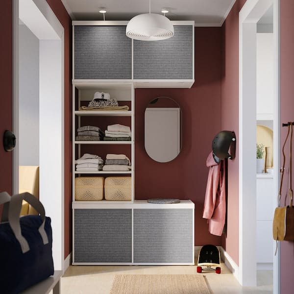 Ikea PLATSA - Open wardrobe with 4 sliding doors, white Larkollen/dark grey, 120x42x241 cm