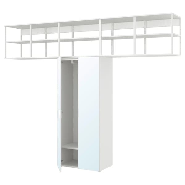 Ikea PLATSA - Wardrobe with 2 doors, white/STRAUMEN mirror glass , 320x42x241 cm