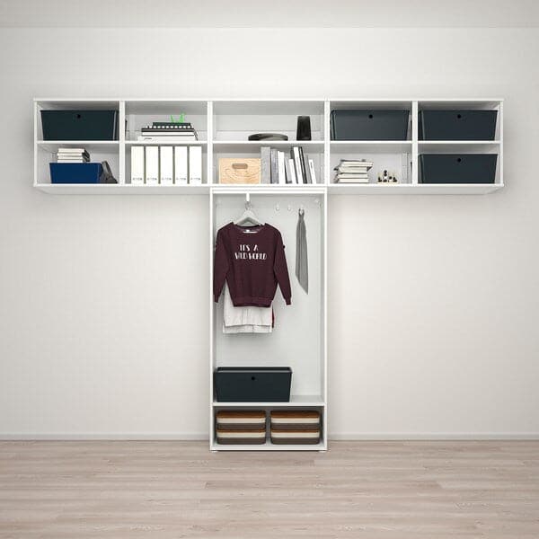 Ikea PLATSA - Wardrobe with 2 doors, white/STRAUMEN mirror glass , 320x42x241 cm