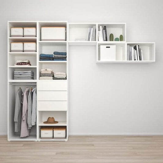 PLATSA - Wardrobe with 2 doors+3 drawers, white/FONNES white, 300x57x241 cm - best price from Maltashopper.com 29425357