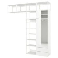 PLATSA wardrobe with 2 doors+3 drawers, white/Fonnes white, 240x42x261 cm