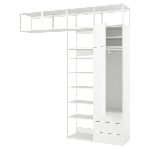 Ikea PLATSA - Wardrobe with 2 doors+3 drawers, white/Fonnes white, 240x42x261 cm