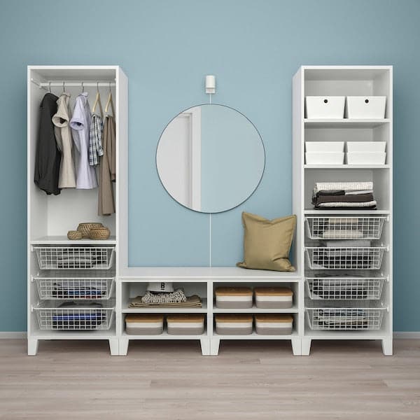 PLATSA - Wardrobe with 4 doors, white/Fonnes white, 240x57x191 cm - best price from Maltashopper.com 59437127
