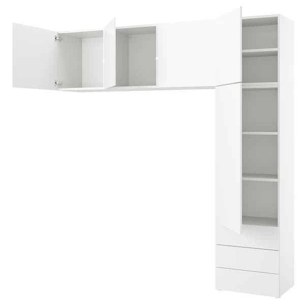 Ikea PLATSA - Wardrobe with 5 doors+3 drawers, white/Fonnes white, 240x42x241 cm
