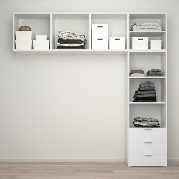 Ikea PLATSA - Wardrobe with 5 doors+3 drawers, white/Fonnes white, 240x42x241 cm