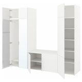 PLATSA wardrobe with 9 doors, white STRAUMEN mirror glass/FONNES white, 260x42x221 cm