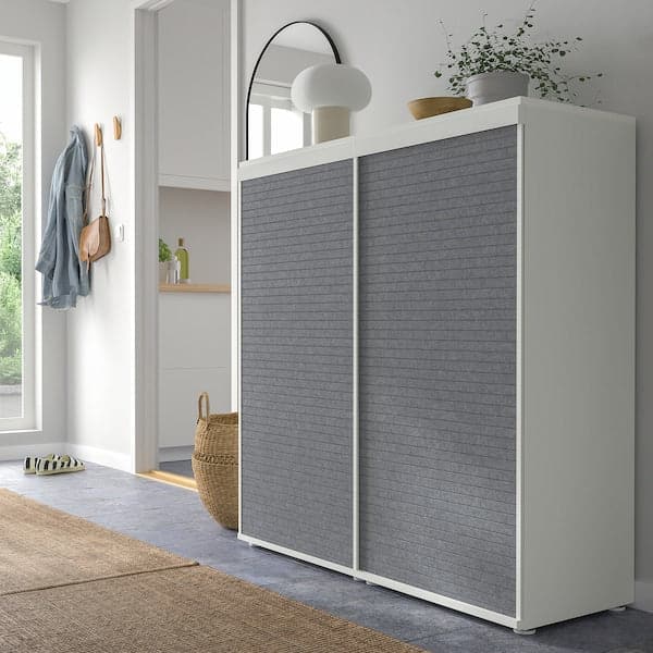 PLATSA - Cabinet with 2 sliding doors, white Larkollen/dark grey, 120x42x123 cm - best price from Maltashopper.com 89494183