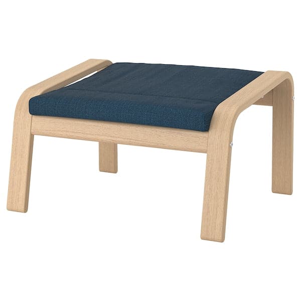 POÄNG Footrest - veneered white mord oak/Hillared dark blue - best price from Maltashopper.com 19287479