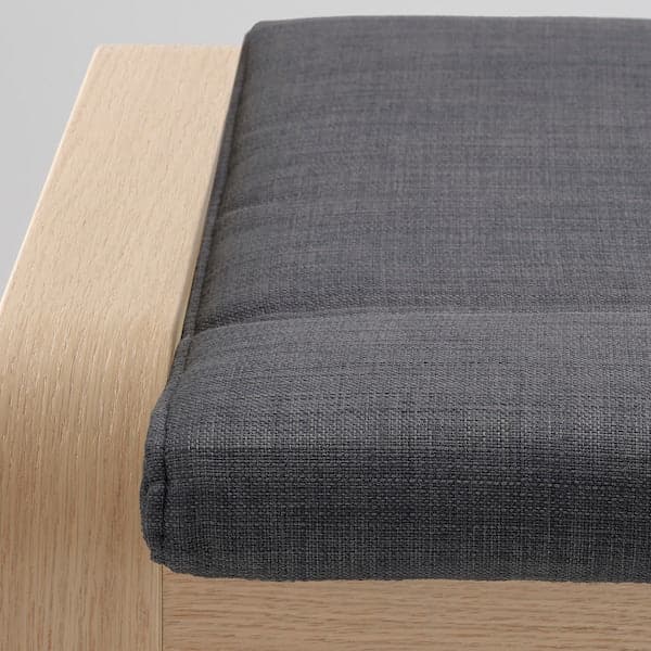 POÄNG Footstool - white mord oak veneer/Skiftebo dark grey , - best price from Maltashopper.com 19398750