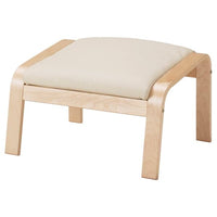 POÄNG footstool, birch veneer/Glose eggshell, 68x39x54 cm
