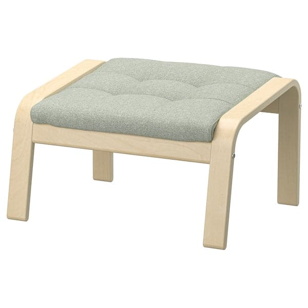 Ikea POÄNG - Footstool, birch veneer/Gunnared light green ,