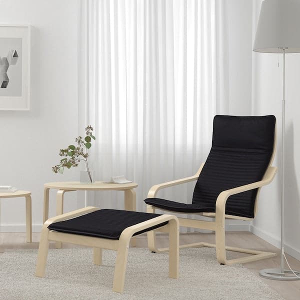 Ikea POÄNG Footrest - birch veneer/Black Knisa ,