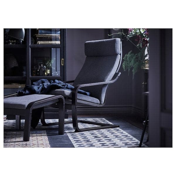Ikea POÄNG Footrest - brown-black/Hillared anthracite ,