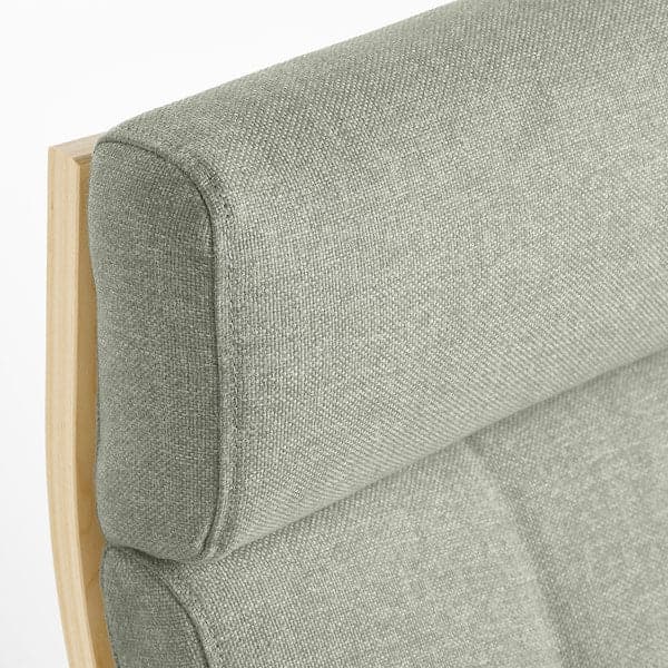 Ikea POÄNG - Armchair and footstool, birch veneer/Gunnared light green ,