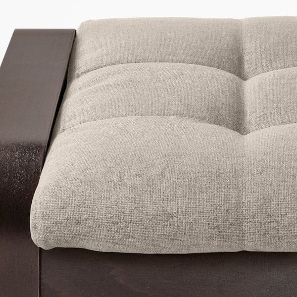 Ikea POÄNG - Armchair and footstool, brown/black/Gunnared beige ,