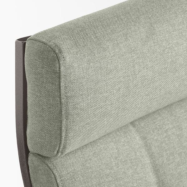 Ikea POÄNG - Armchair and footstool, brown-black/Gunnared light green ,