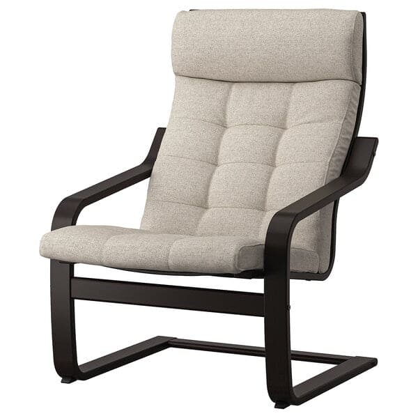 Ikea POÄNG - Armchair, brown/black/Gunnared beige ,