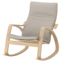 POÄNG rocking-chair, white stained oak veneer/Knisa light beige, 68x95x94 cm