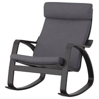 POÄNG rocking-chair, black-brown/Skiftebo dark grey, 68x95x94 cm