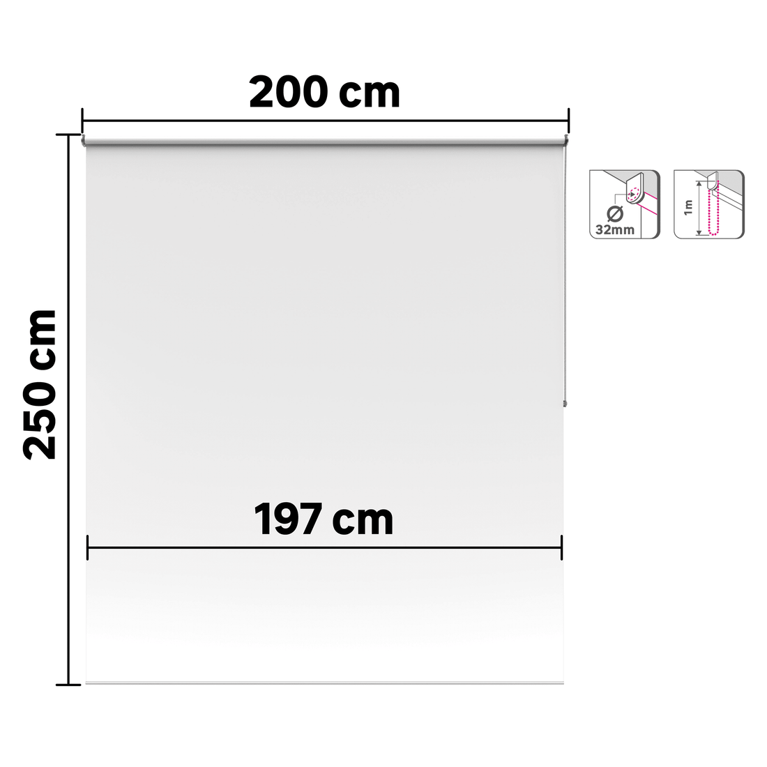 SAMBA WHITE FILTER ROLLER BLIND 200X250CM