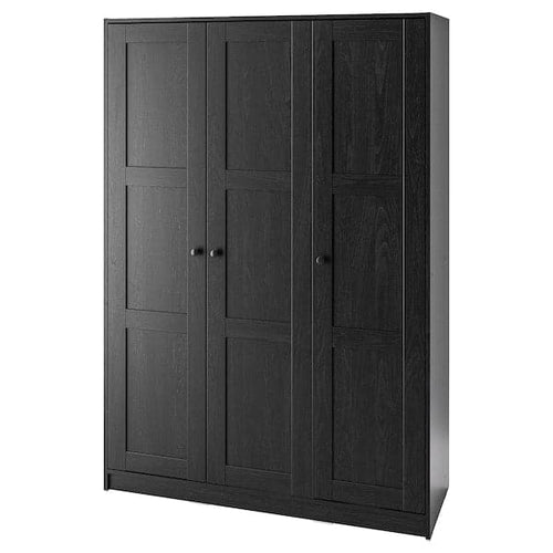 RAKKESTAD - Wardrobe with 3 doors, black-brown, 117x176 cm
