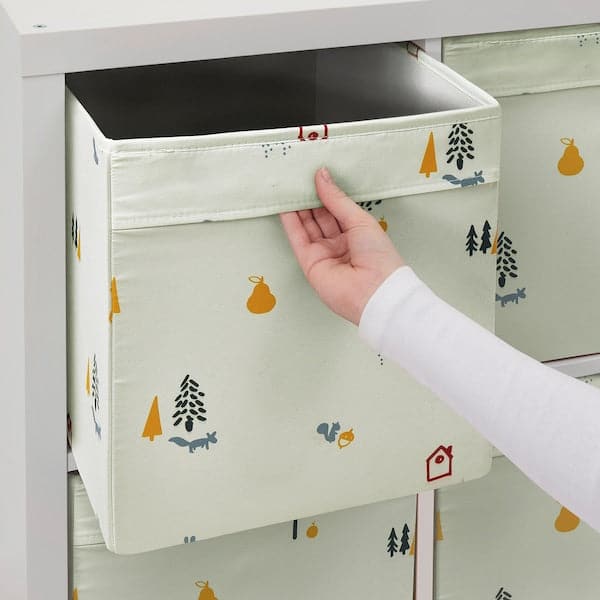 Ikea REGNBROMS - Box, forest animal pattern/multicolour, 33x38x33 cm